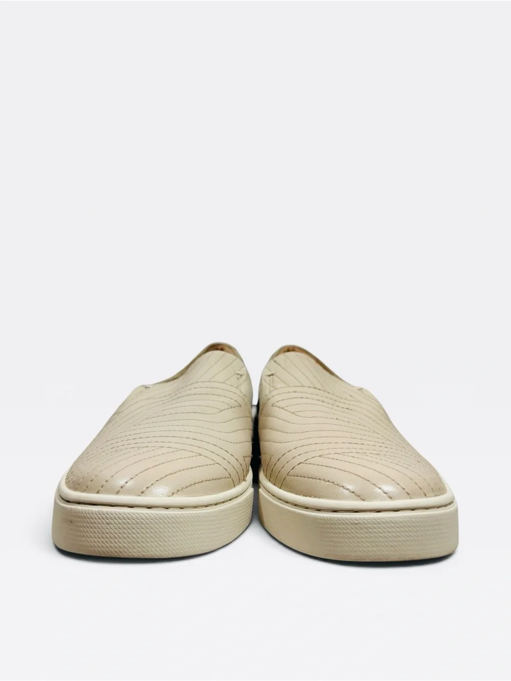 Frye Ivy Stitch Beige Ivory Women’s Slip On Leather Sneakers Comfort Sporty 8.5